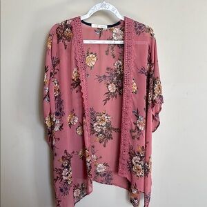 Rewind Floral Kimono Cardigan - Pink Medium